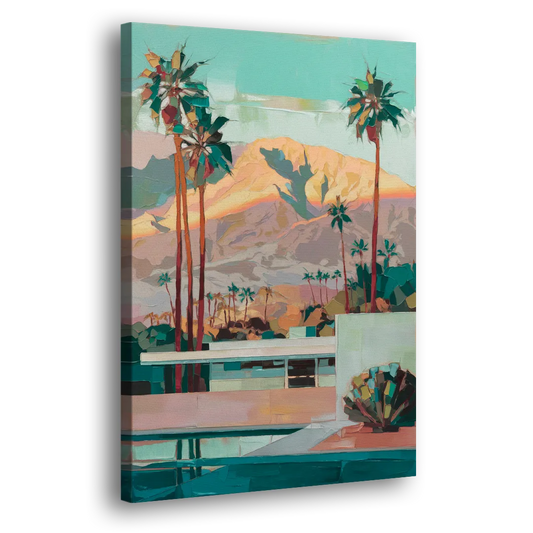 Palm Springs Mountain View Side - Canvas Wall Art
