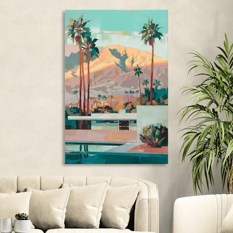 Palm Springs Mountain View Living Room - Canvas Wall Art