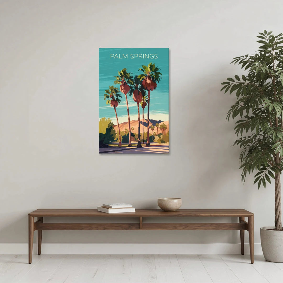 Palm Springs Palm Trees and Sky - Canvas Wall Art - Coffee Table - 24x36