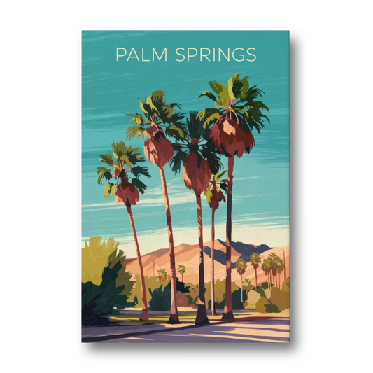 Palm Springs Palm Trees and Sky - Canvas Wall Art - Front