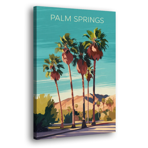 Palm Springs Palm Trees and Sky - Canvas Wall Art - Side