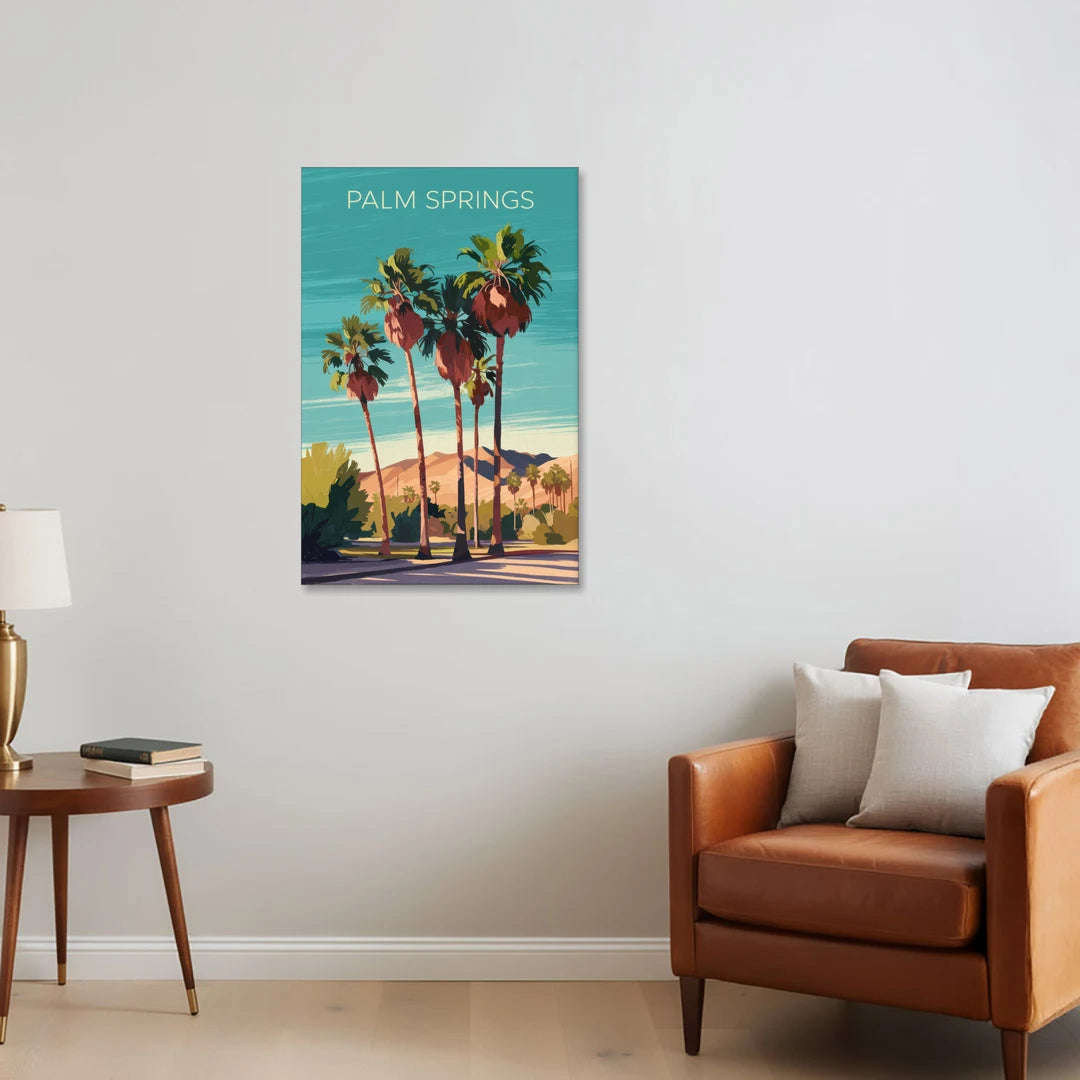 Palm Springs Palm Trees and Sky - Canvas Wall Art - Sofa - 24x36