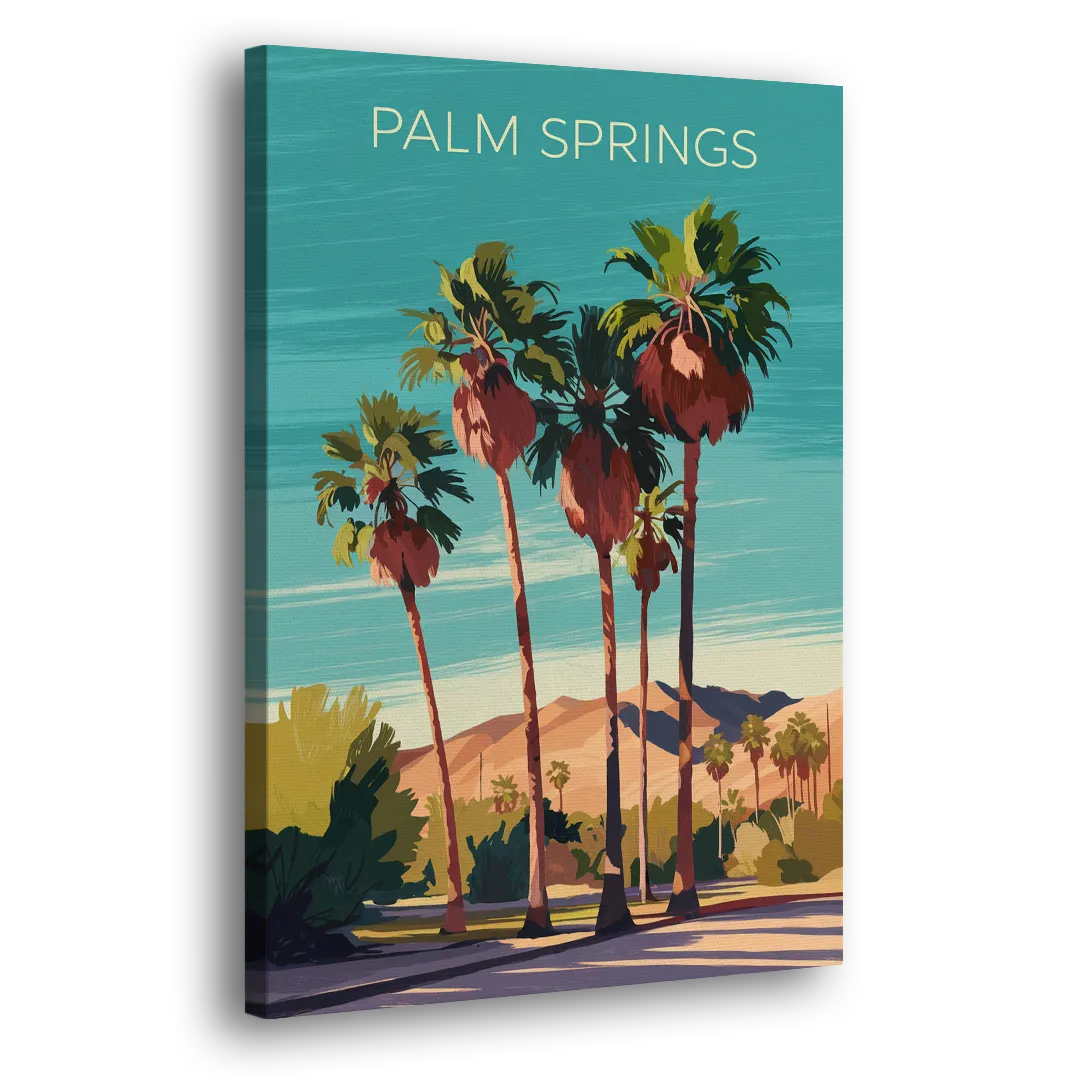 Palm Springs Palm Trees and Sky Side - Canvas Wall Art