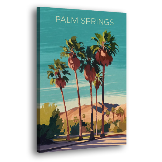 Palm Springs Palm Trees and Sky Side - Canvas Wall Art