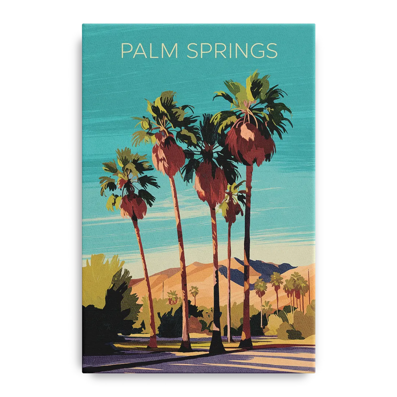 Palm Springs Palm Trees and Sky Front - Canvas Wall Art