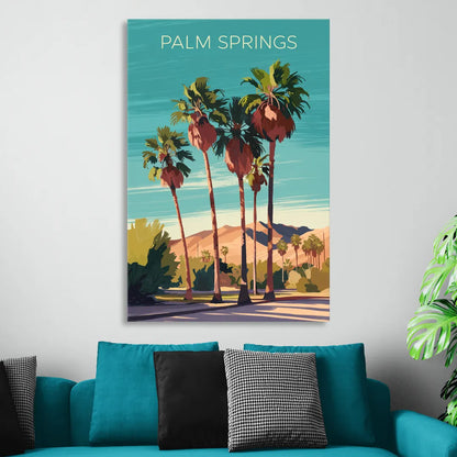Palm Springs Palm Trees and Sky Sitting Room - Canvas Wall Art