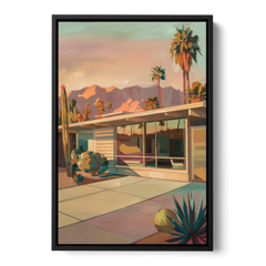 Palm Springs Retro Architecture - Black Framed Canvas Wall Art - Front