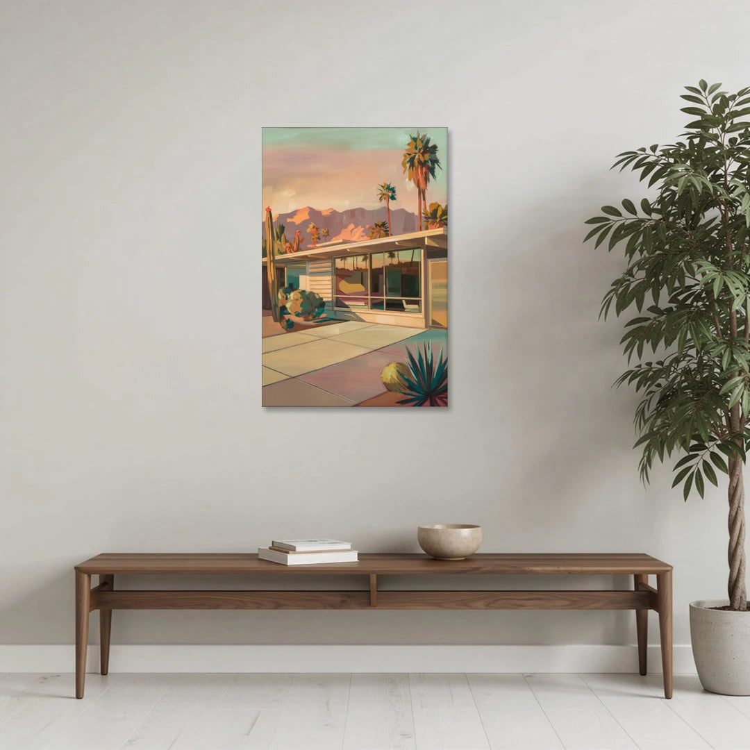 Palm Springs Retro Architecture - Canvas Wall Art - Coffee Table - 24x36
