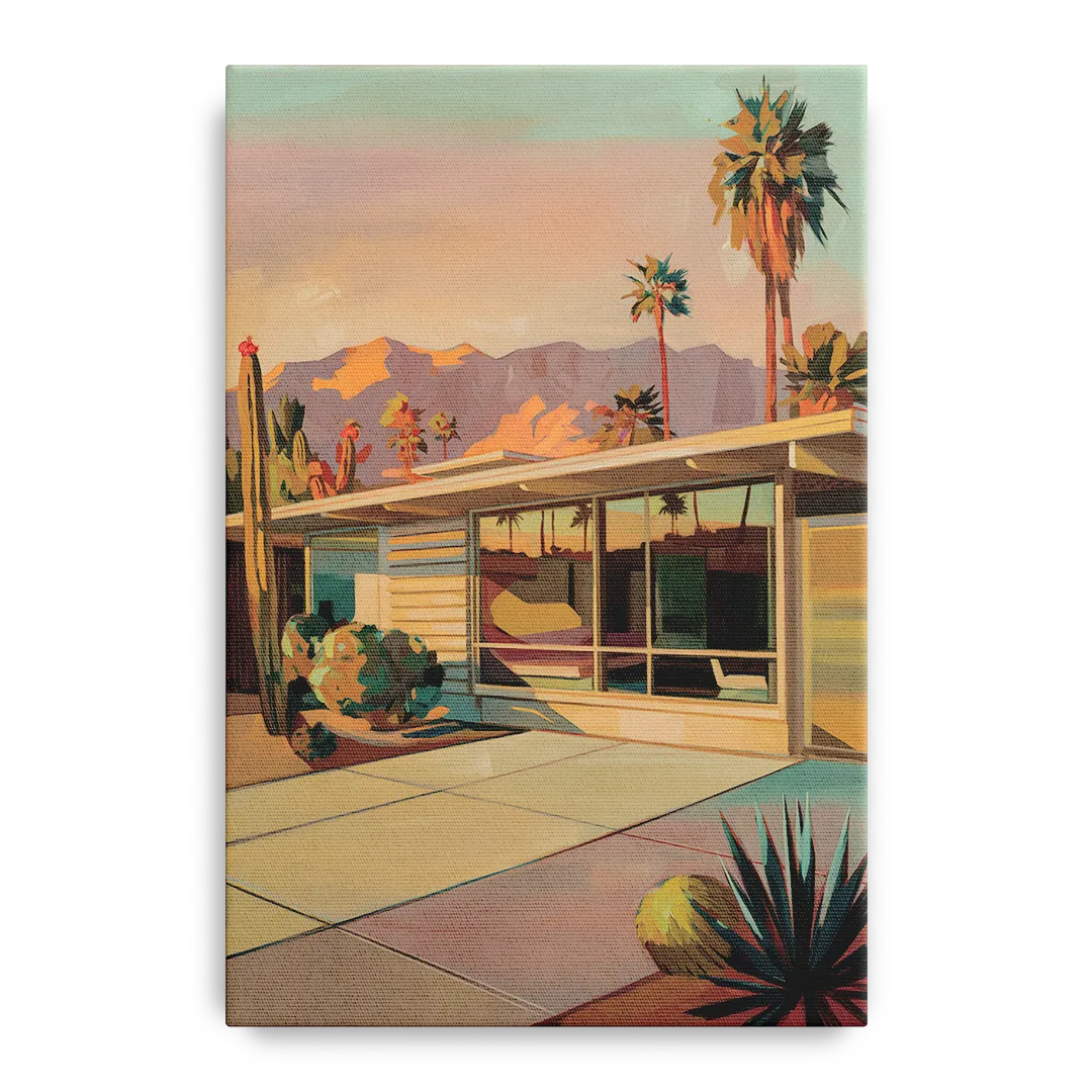 Palm Springs Retro Architecture Front - Canvas Wall Art