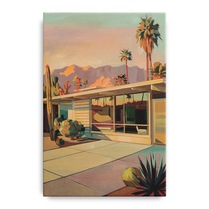 Palm Springs Retro Architecture Front - Canvas Wall Art