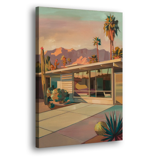 Palm Springs Retro Architecture Side - Canvas Wall Art