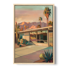 Palm Springs Retro Architecture - Oak Framed Canvas Wall Art - Front