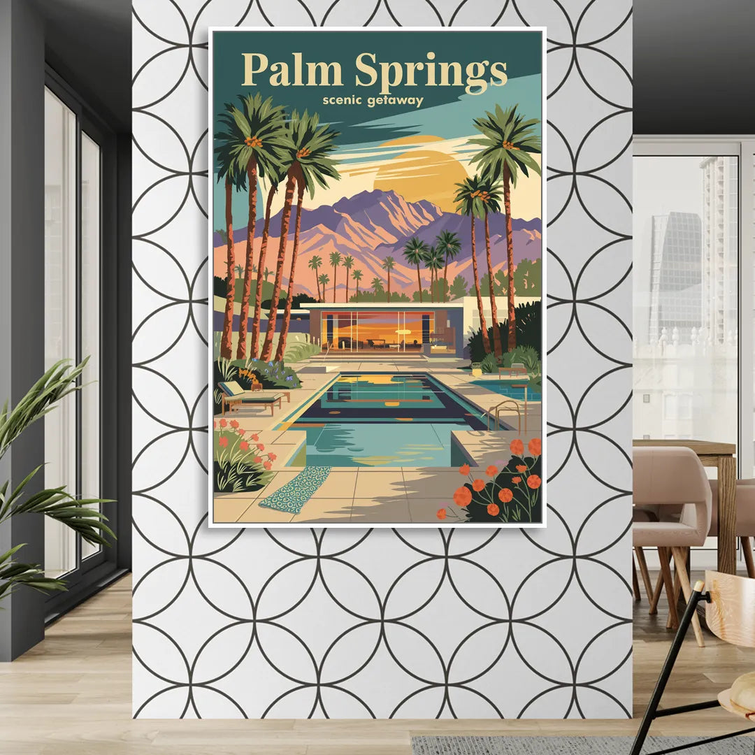 Palm Springs Scenic Getaway Living Room - White Canvas Wall Art