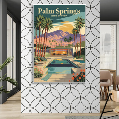 Palm Springs Scenic Getaway Living Room - White Canvas Wall Art