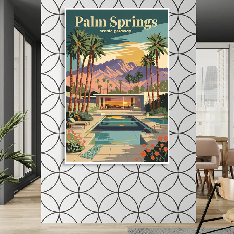 Palm Springs Scenic Getaway Living Room - White Canvas Wall Art