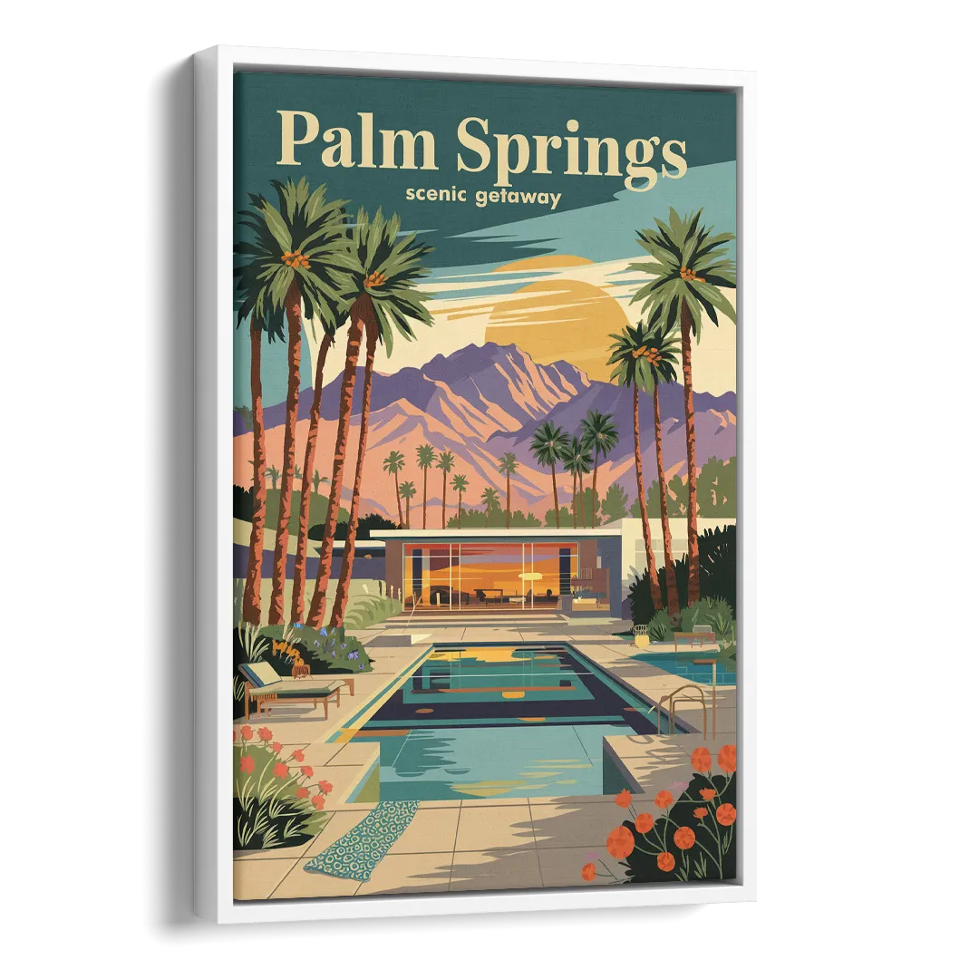 Palm Springs Scenic Getaway Side - White Canvas Wall Art