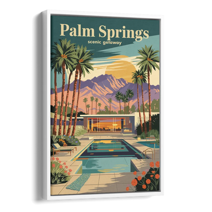 Palm Springs Scenic Getaway Side - White Canvas Wall Art