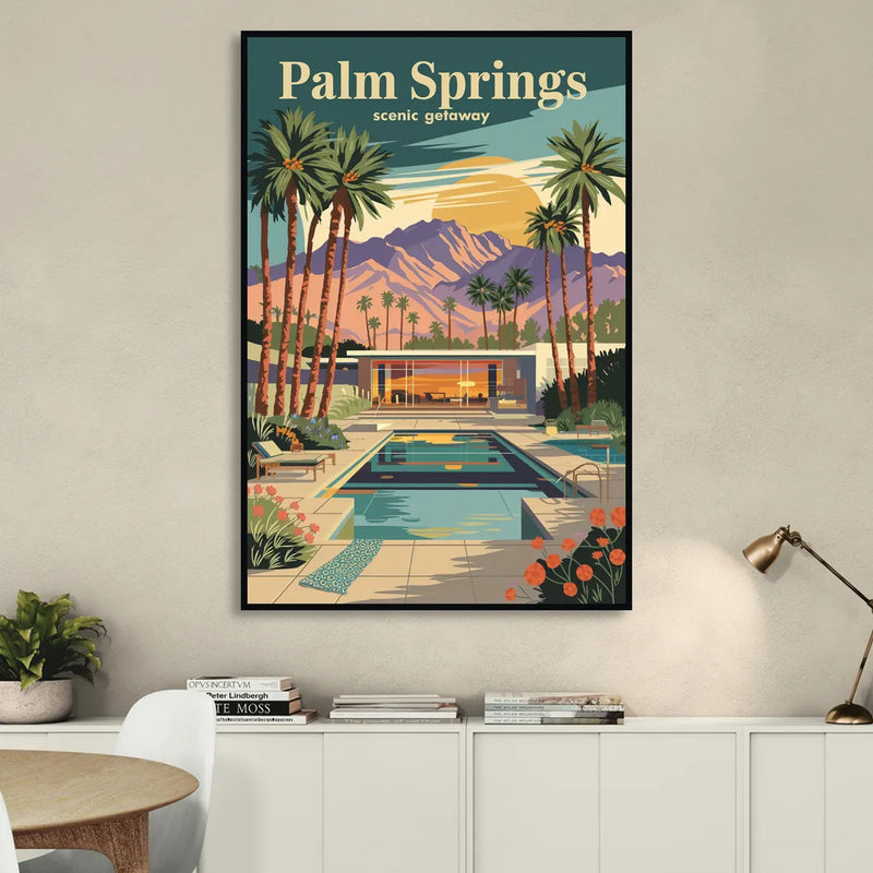 Palm Springs Scenic Getaway Sitting Room - Black Canvas Wall Art