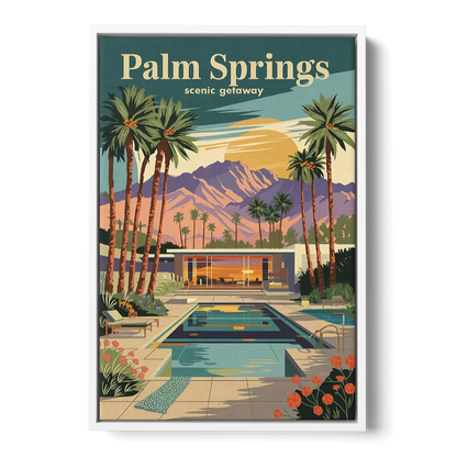 Palm Springs Scenic Getaway Front - White Canvas Wall Art