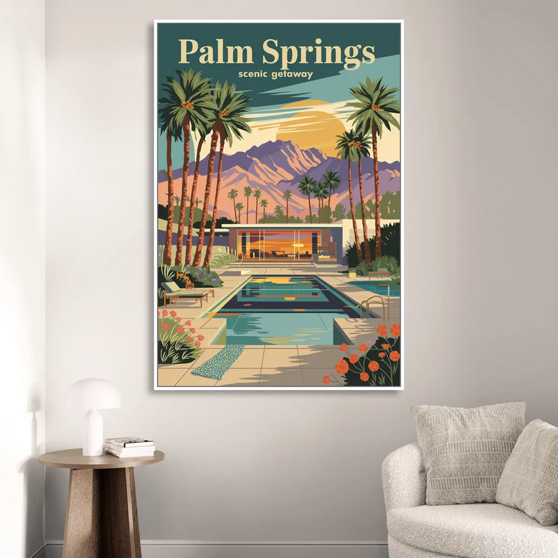 Palm Springs Scenic Getaway Sitting Room - White Canvas Wall Art