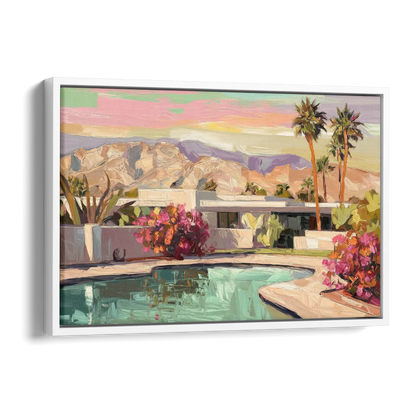 Palm Springs Sunlit Landscape Side - White Canvas Wall Art