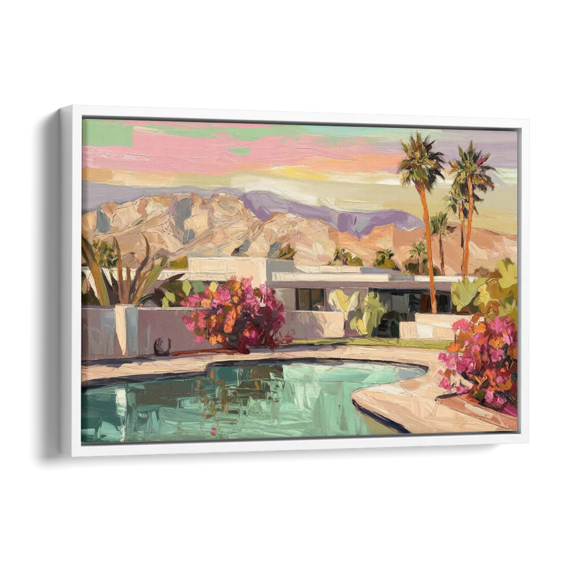Palm Springs Sunlit Landscape Side - White Canvas Wall Art