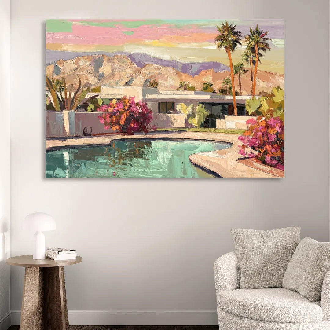 Palm Springs Sunlit Landscape Sitting Room - Canvas Wall Art