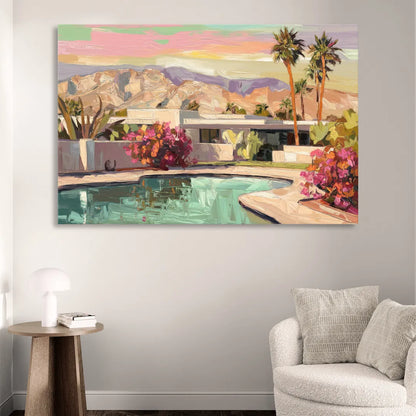 Palm Springs Sunlit Landscape Sitting Room - Canvas Wall Art
