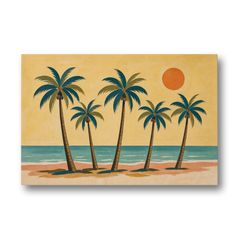 Palm Tree Wall Art with Five Shoreline Palms - Canvas Wall Art - Front