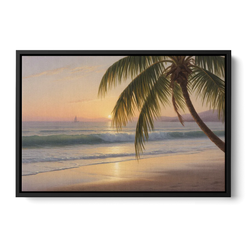 Palmilla Beach Sunrise Front - Black Canvas Wall Art