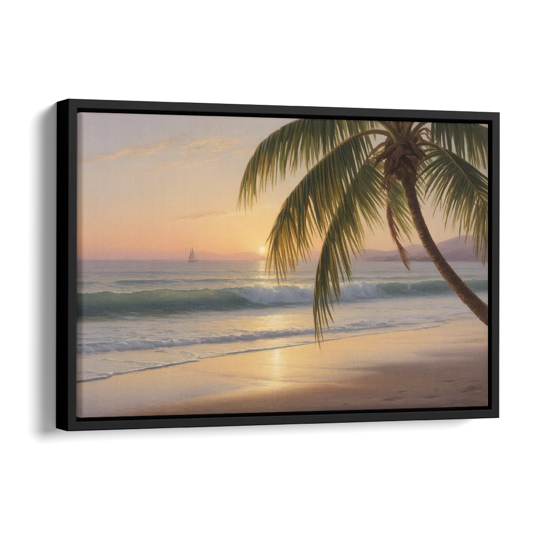 Palmilla Beach Sunrise Side - Black Canvas Wall Art