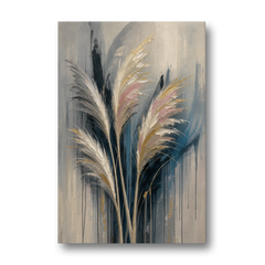 Pampas Grass Canvas with Rose and Gold Plumes - Canvas Wall Art - Front