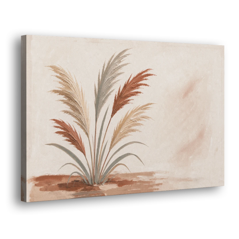 Pampas Grass Painting in a Soft Breeze - Canvas Wall Art - Side