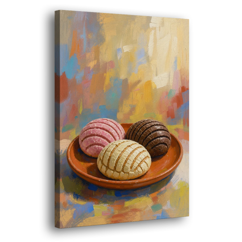 Pan Dulce Painting of Three Conchas - Canvas Wall Art - Side