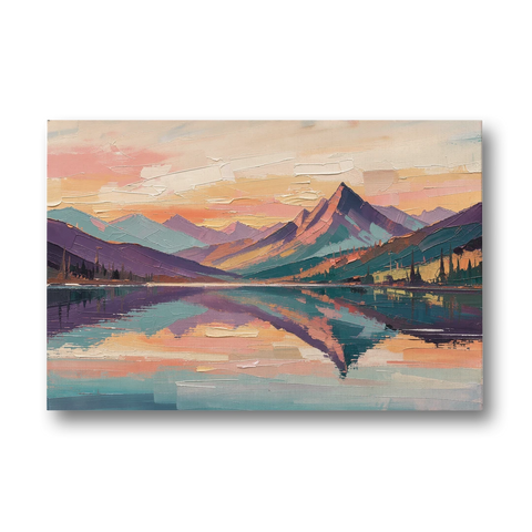 Panoramic Alpine Lake Sunset Peak - Canvas Wall Art