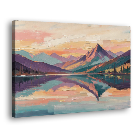 Panoramic Alpine Lake Sunset Peak - Canvas Wall Art - Side