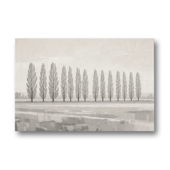 Panoramic Canvas Print of Poplars in Haze - Canvas Wall Art - Front