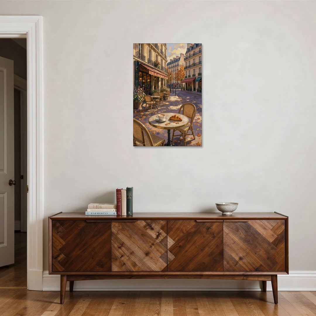 Paris Cafe Croissant in Autumn - Canvas Wall Art - Coffee Table - 24x36