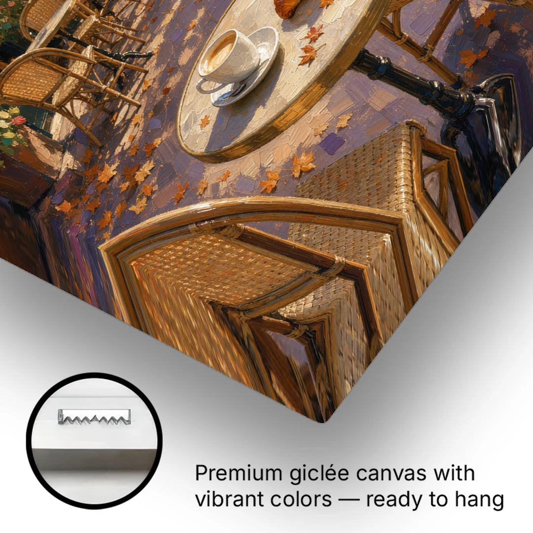 Paris Cafe Croissant in Autumn - Canvas Wall Art - Gallery Wrap Corner