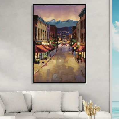 Park City Historic Main Street Living Room - Black Canvas Wall Art