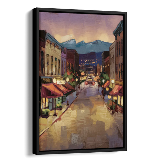 Park City Historic Main Street Side - Black Canvas Wall Art