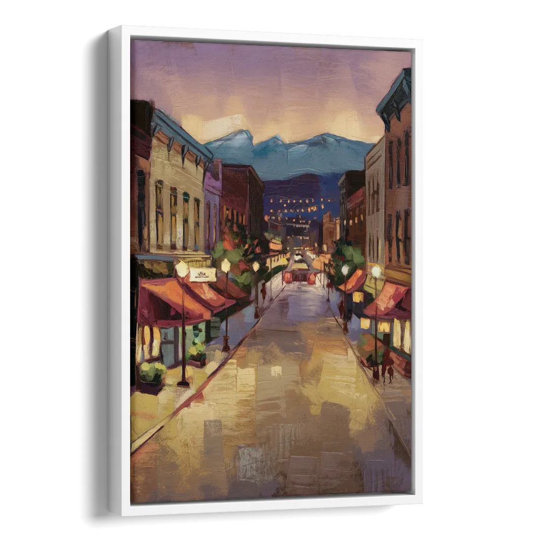Park City Historic Main Street Side - White Canvas Wall Art