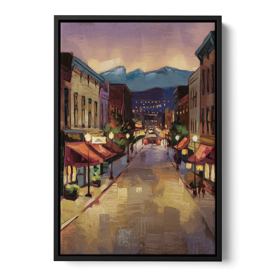 Park City Historic Main Street Front - Black Canvas Wall Art