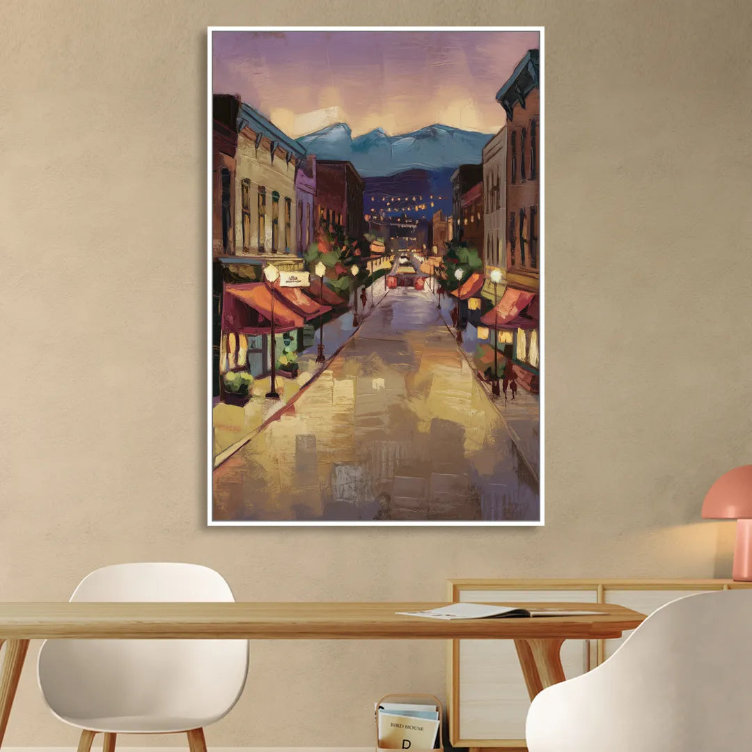 Park City Historic Main Street Living Room - White Canvas Wall Art