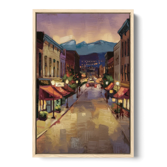 Park City Historic Main Street - Oak Framed Canvas Wall Art - Front