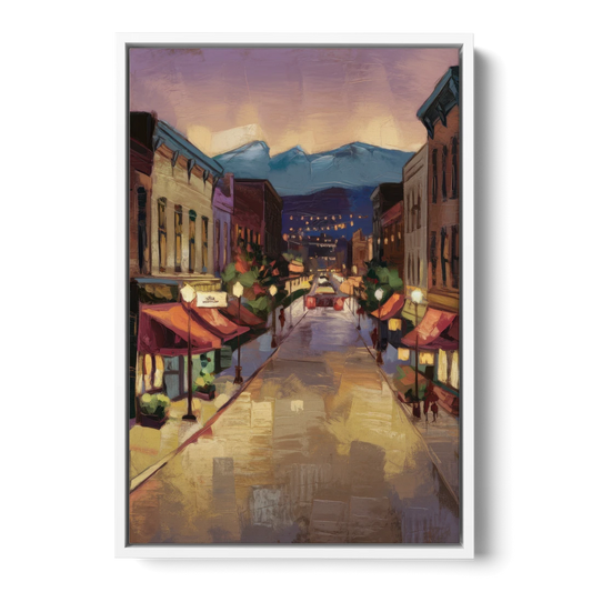 Park City Historic Main Street - White Framed Canvas Wall Art - Front
