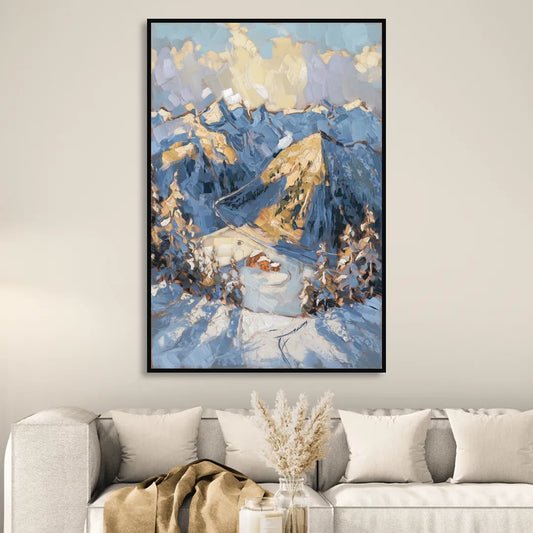 Park City Mountain Views Living Room - Black Canvas Wall Art