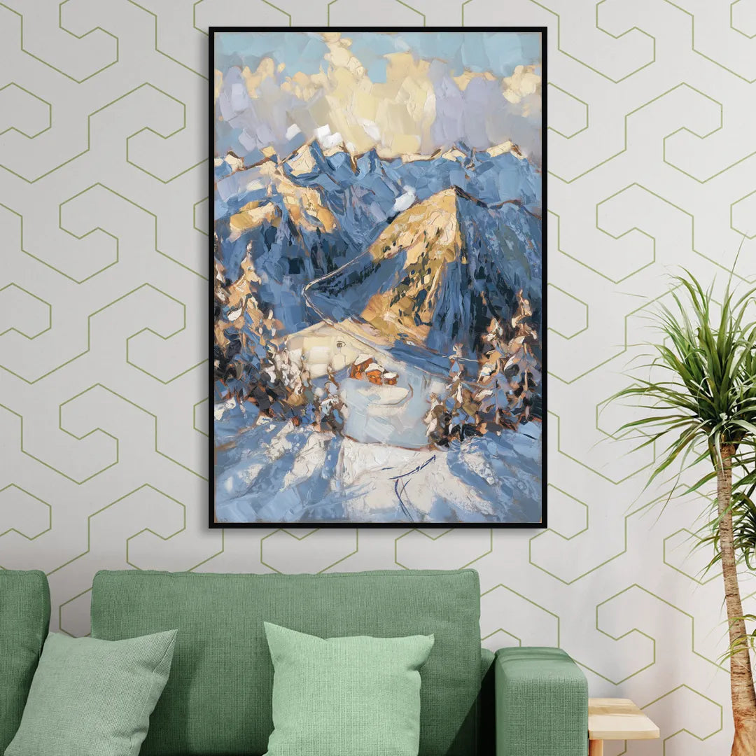 Park City Mountain Views Sitting Room - Black Canvas Wall Art