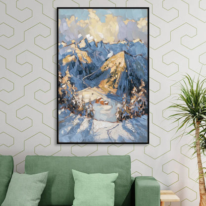 Park City Mountain Views Sitting Room - Black Canvas Wall Art