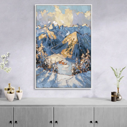 Park City Mountain Views Living Room - White Canvas Wall Art